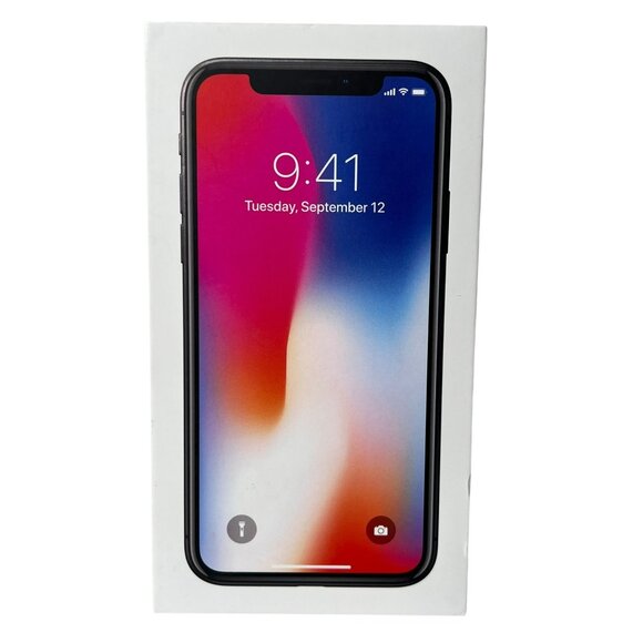 iPhone X 256 GB Space Gray Apple EMPTY RETAIL BOX EarPods Stickers Manual - Picture 1 of 6